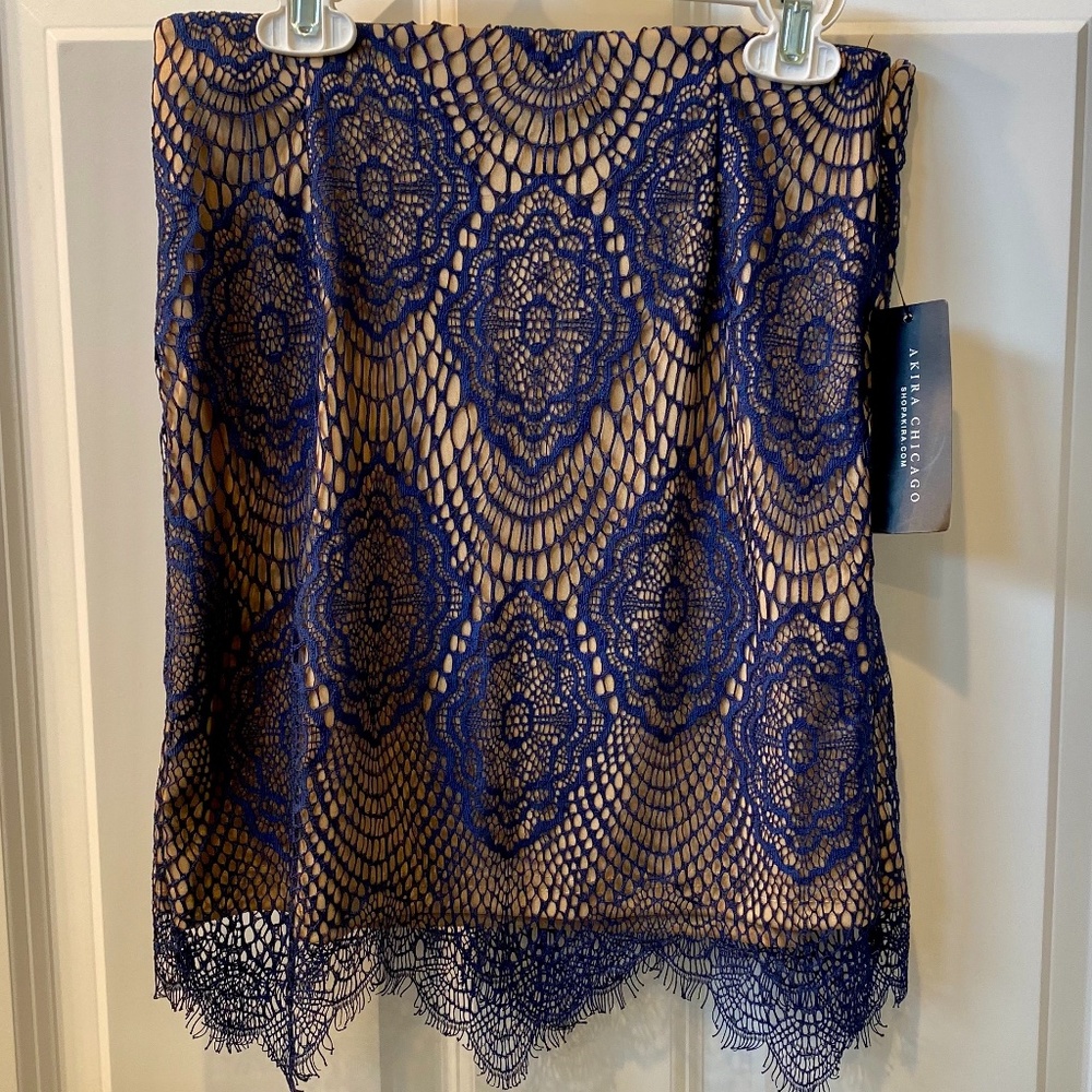 AKIRA Love Lost Blue Lace Skirt NWT